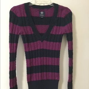 Blue and purple V neck sweater